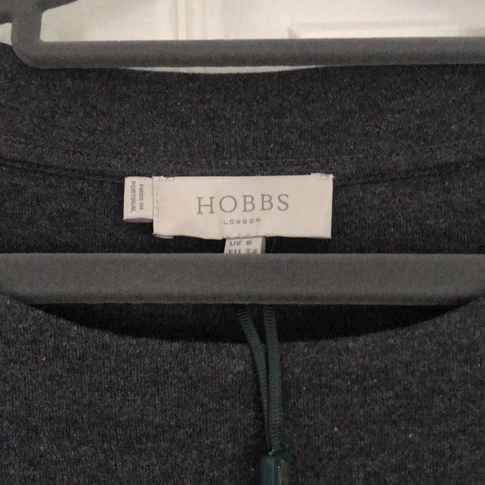 Grey Hobbs of London dress -two pockets on front -brass button accent